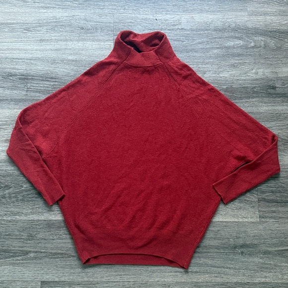 All Saints Deep Red Knit Sweater Oversized Ribbed Cocoon - Picture 2 of 3
